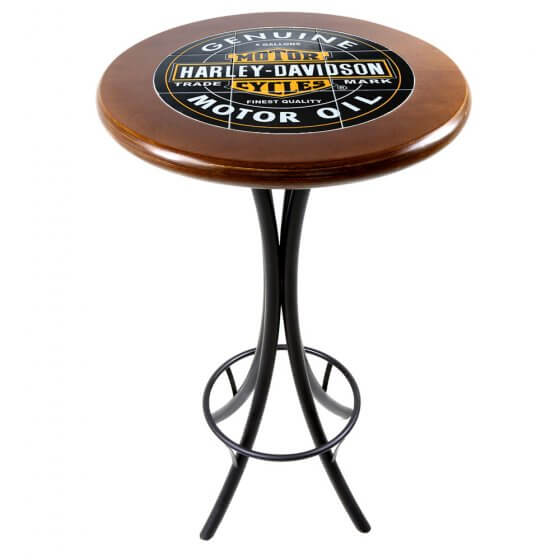 Mesa Bistrô Azulejo Harley Genuine Motor Oil Imbuia de 60cm Tambo