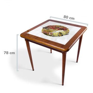 Mesa Madeira Azulejo 80x80cm Cor Natural - Base 4pé 78cm nat - Beer Stay Happy