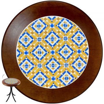 Mesa Madeira Azulejo 60cm Cor Natural - Bistrô Fixa 78cm pta - Anos Dourados