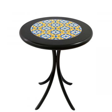 Mesa Madeira Azulejo 60cm Cor Preta - Bistrô Fixa 78cm pta - Anos Dourados