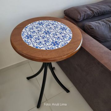 Mesa Madeira Azulejo 60cm Cor Natural - Bistrô Fixa 78cm pta - Português