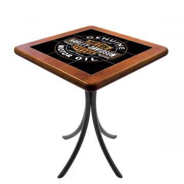 Mesa Madeira Azulejo 60x60cm Cor Natural - Bistrô Fixa 78cm pta - Harley Davidson Genuine