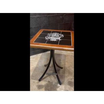 Mesa Madeira Azulejo 60x60cm Cor Natural - Bistrô Fixa 78cm pta - Família e Amigos