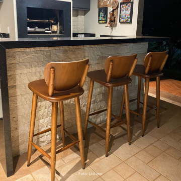 Banqueta Madeira Torneada 73cm cor Natural