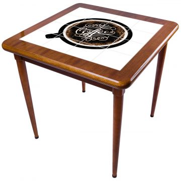 Mesa Madeira Azulejo 80x80cm Cor Natural - Base 4pé 78cm nat - Coffee