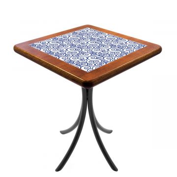 Mesa Madeira Azulejo 60x60cm Cor Natural - Bistrô Fixa 78cm pta - Ondulação