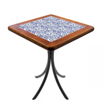 Mesa Madeira Azulejo 60x60cm Cor Natural - Bistrô Fixa 78cm pta - Ondulação