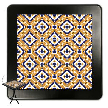 Mesa Madeira Azulejo 60x60cm Cor Preta - Bistrô Fixa 78cm pta - Anos Dourados