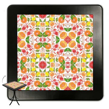 Mesa Madeira Azulejo 60x60cm Cor Preta - Bistrô Fixa 78cm pta - Frutas