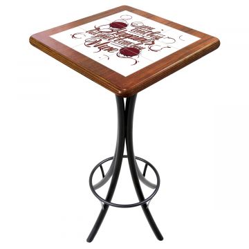 Mesa Madeira Azulejo 60x60cm Cor Natural - Bistrô Fixa 98cm pta - Happiness