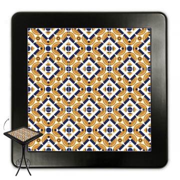 Mesa Madeira Azulejo 60x60cm Cor Preta - Bistrô Fixa 98cm pta - Anos Dourados