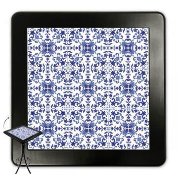 Mesa Madeira Azulejo 60x60cm Cor Preta - Bistrô Fixa 98cm pta - Portugues