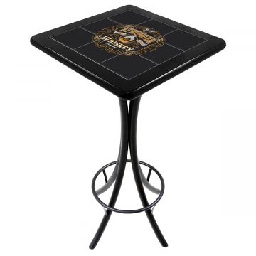 Mesa Madeira Azulejo 60x60cm Cor Preta - Bistrô Fixa 98cm pta - Stronger Whiskey