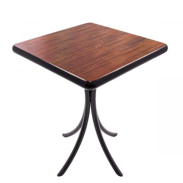 Mesa Madeira 60x60cm Natural/Preta - Bistrô Fixa 78cm pta - Liso