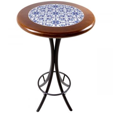 Mesa Madeira Azulejo 60cm Cor Natural - Bistrô Fixa 98cm pta - Português