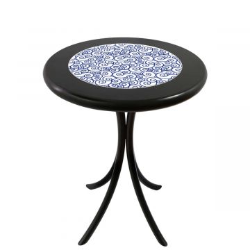 Mesa Madeira Azulejo 60cm Cor Preta - Bistrô Fixa 78cm pta - Ondulação