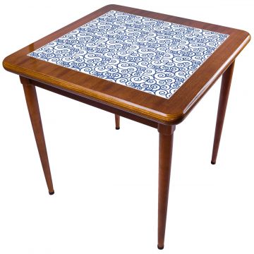 Mesa Madeira Azulejo 80x80cm Cor Natural - Base 4pé 78cm nat - Ondulação