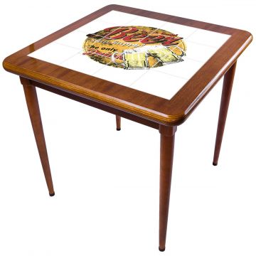 Mesa Madeira Azulejo 80x80cm Cor Natural - Base 4pé 78cm nat - Beer Stay Happy