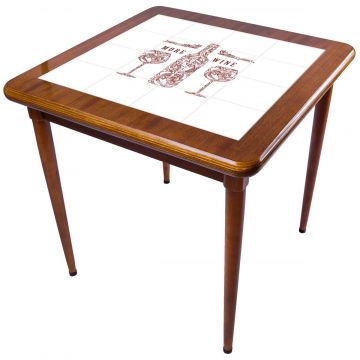 Mesa Madeira Azulejo 80x80cm Cor Natural - Base 4pé 78cm nat - More Wine