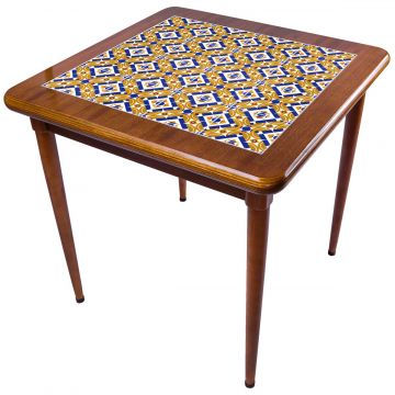 Mesa Madeira Azulejo 80x80cm Cor Natural - Base 4pé 78cm nat - Anos Dourados