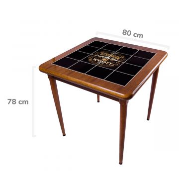 Mesa Madeira Azulejo 80x80cm Cor Natural - Base 4pé 78cm nat - Stronger Whiskey