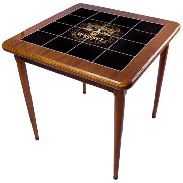 Mesa Madeira Azulejo 80x80cm Cor Natural - Base 4pé 78cm nat - Stronger Whiskey