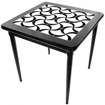 Mesa Madeira Azulejo 80x80cm Cor Preta - Base 4pé 78cm pta - Luar