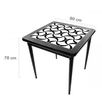 Mesa Madeira Azulejo 80x80cm Cor Preta - Base 4pé 78cm pta - Luar