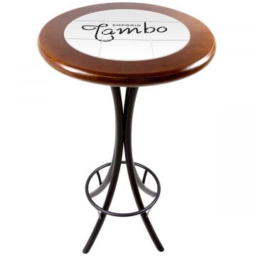 Mesa Madeira Azulejo 60cm Cor Natural - Bistrô Fixa 98cm pta - Personalizado