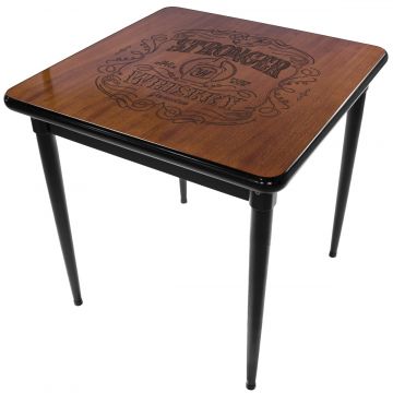 Mesa Madeira 80x80cm Natural/Preta - Base 4pé 78cm pta - Stronger Whiskey