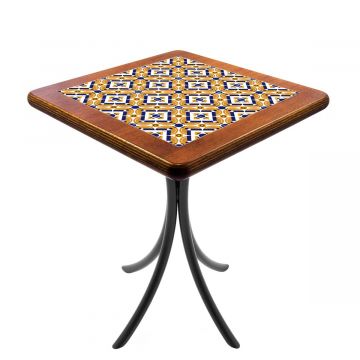 Mesa Madeira Azulejo 60x60cm Cor Natural - Bistrô Fixa 78cm pta - Anos Dourados