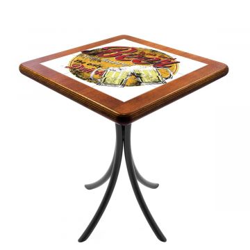 Mesa Madeira Azulejo 60x60cm Cor Natural - Bistrô Fixa 78cm pta - Beer Stay Happy