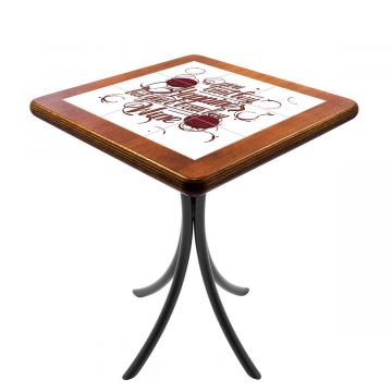 Mesa Madeira Azulejo 60x60cm Cor Natural - Bistrô Fixa 78cm pta - Happiness