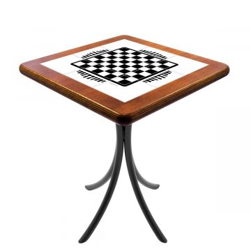 Mesa Madeira Azulejo 60x60cm Cor Natural - Bistrô Fixa 78cm pta - Tabuleiro de Xadrez