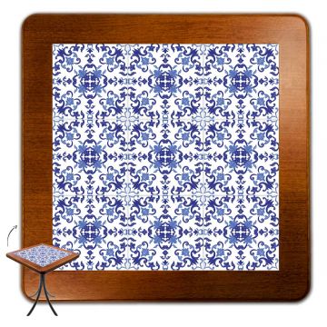 Mesa Madeira Azulejo 60x60cm Cor Natural - Bistrô Fixa 78cm pta - Portugues