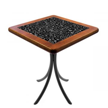Mesa Madeira Azulejo 60x60cm Cor Natural - Bistrô Fixa 78cm pta - Textura Café