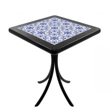 Mesa Madeira Azulejo 60x60cm Cor Preta - Bistrô Fixa 78cm pta - Portugues