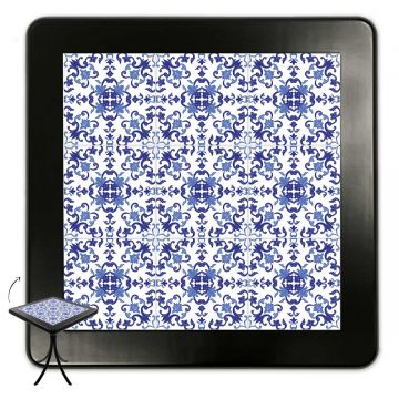 Mesa Madeira Azulejo 60x60cm Cor Preta - Bistrô Fixa 78cm pta - Portugues