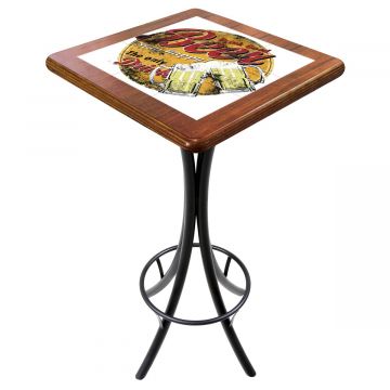 Mesa Madeira Azulejo 60x60cm Cor Natural - Bistrô Fixa 98cm pta - Beer Stay Happy