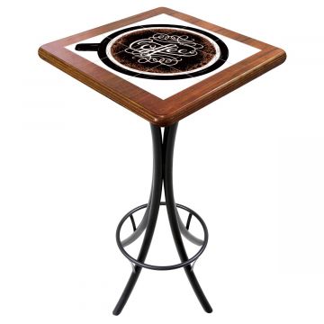 Mesa Madeira Azulejo 60x60cm Cor Natural - Bistrô Fixa 98cm pta - Coffee