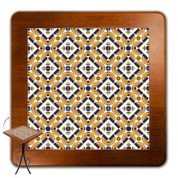 Mesa Madeira Azulejo 60x60cm Cor Natural - Bistrô Fixa 98cm pta - Anos Dourados