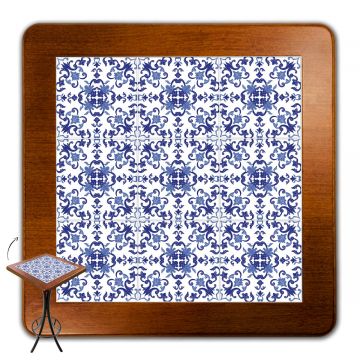 Mesa Madeira Azulejo 60x60cm Cor Natural - Bistrô Fixa 98cm pta - Portugues