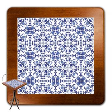 Mesa Madeira Azulejo 60x60cm Cor Natural - Bistrô Fixa 98cm pta - Portugues