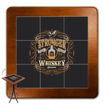 Mesa Madeira Azulejo 60x60cm Cor Natural - Bistrô Fixa 98cm pta - Stronger Whiskey