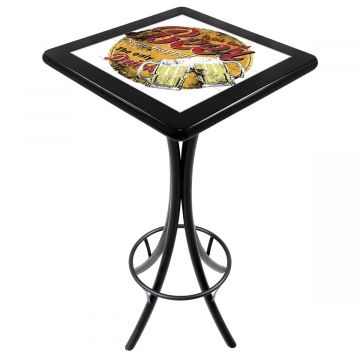 Mesa Madeira Azulejo 60x60cm Cor Preta - Bistrô Fixa 98cm pta - Beer Stay Happy