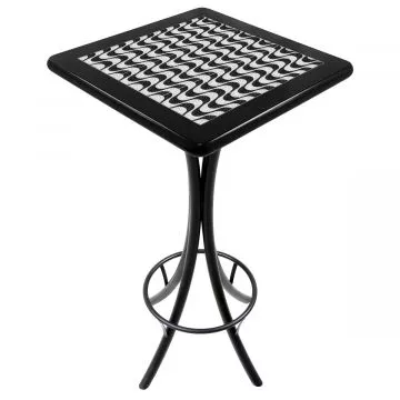 Mesa Madeira Azulejo 60x60cm Cor Preta - Bistrô Fixa 98cm pta - Copacabana