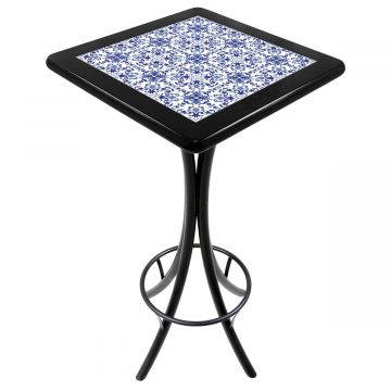 Mesa Madeira Azulejo 60x60cm Cor Preta - Bistrô Fixa 98cm pta - Portugues