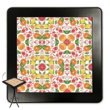 Mesa Madeira Azulejo 60x60cm Cor Preta - Bistrô Fixa 98cm pta - Frutas