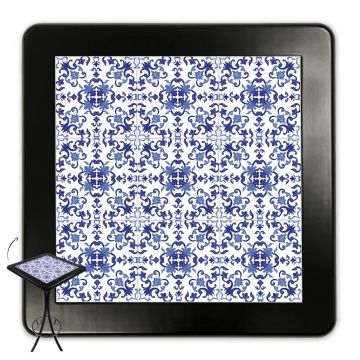 Mesa Madeira Azulejo 60x60cm Cor Preta - Bistrô Fixa 98cm pta - Portugues
