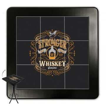 Mesa Madeira Azulejo 60x60cm Cor Preta - Bistrô Fixa 98cm pta - Stronger Whiskey